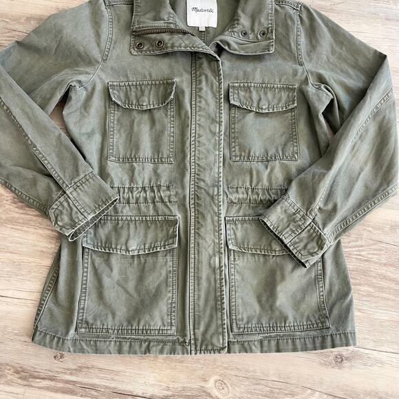 Madewell Women Utility Jacket Army Green Full Zip Adjustable Waist Size XXS - Picture 10 of 10